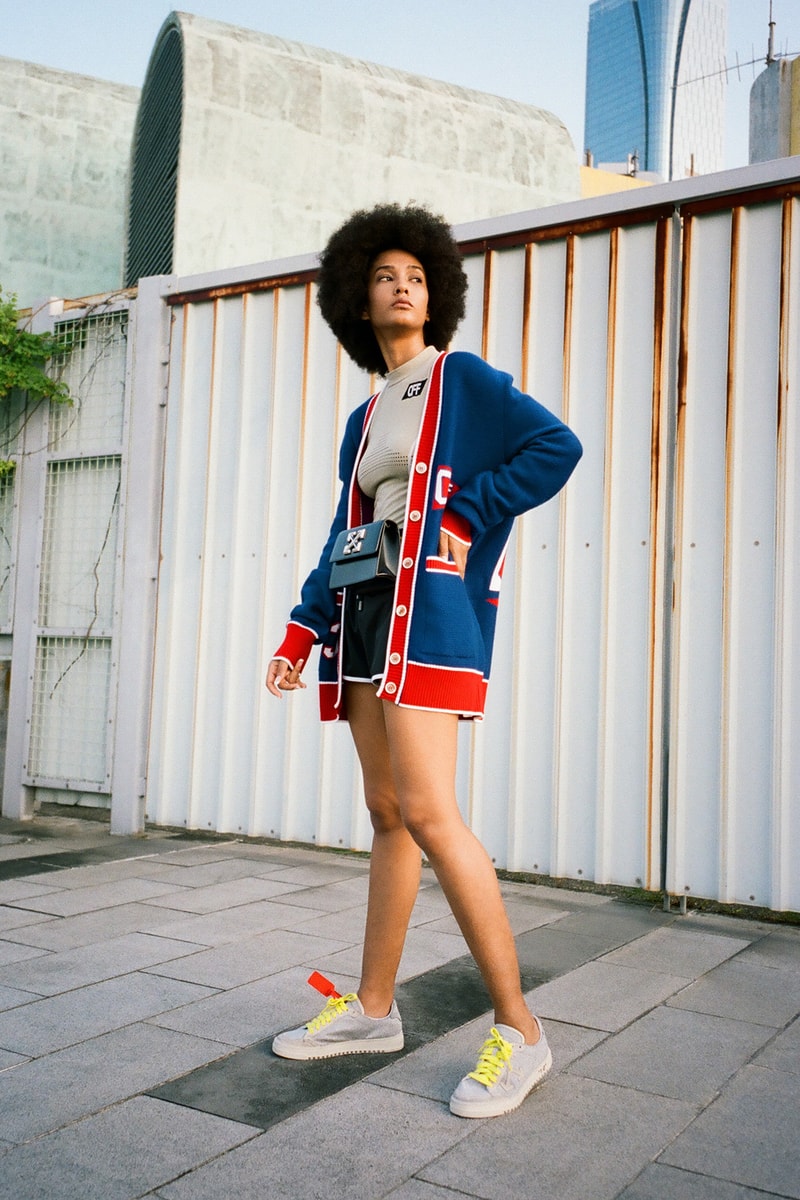 off white pre fall 2019 collection hbxwm hbx fashion designer streetwear clothes editorial photoshoot model jackets denim bags 