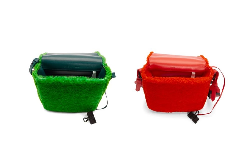 Off-White™ Sherpa Fleece Binder Clip Bag Green and Red