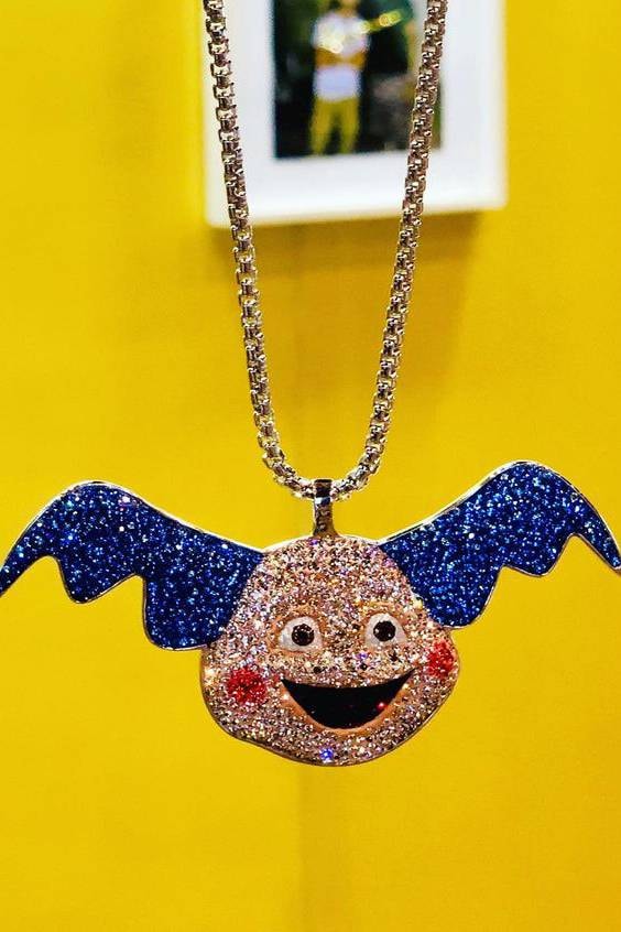 Dan Life Mr. Mime Crystal Rhodium Silver Necklace