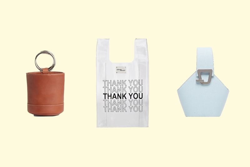 Simon Miller Bonsai 15 Calfskin Leather Bucket Bag Brown Gelareh Mizrahi “Thank You” Shopping Tote Bag Clear Danse Lente Johnny Mini Leather Bucket Bag Blue