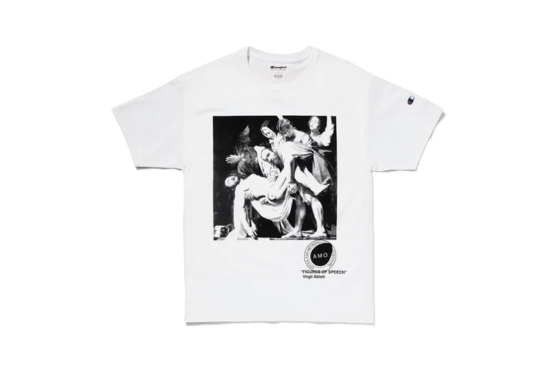 virgil abloh tshirt capsule mca chicago figures of speech exhibition champion fashion designer clothes