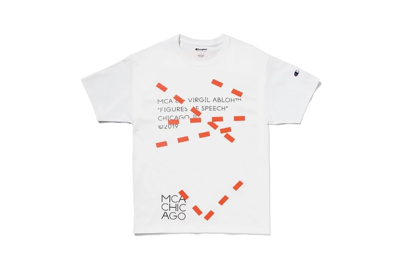 virgil abloh tshirt capsule mca chicago figures of speech exhibition champion fashion designer clothes