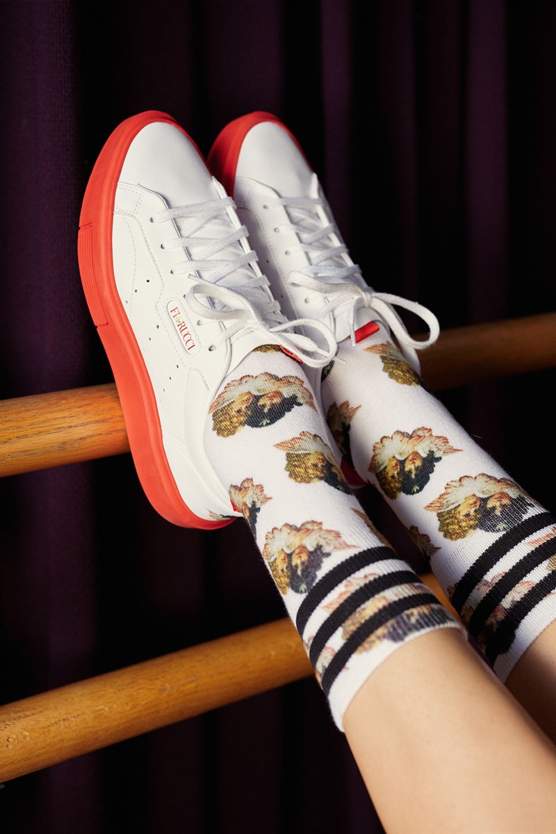 adidas originals fiorucci collaboration fall sleek super falcon zip womens sneakers fanny packs t-shirts