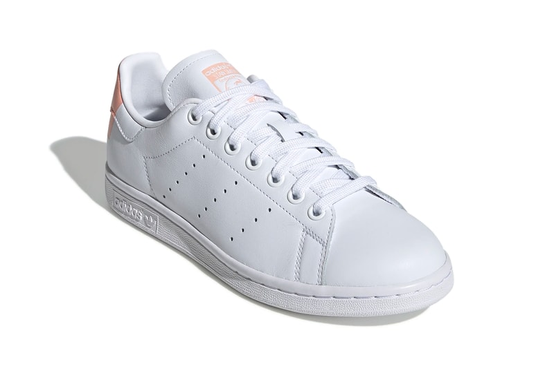 adidas stan smith cloud white glow pink color blocked tennis sneaker