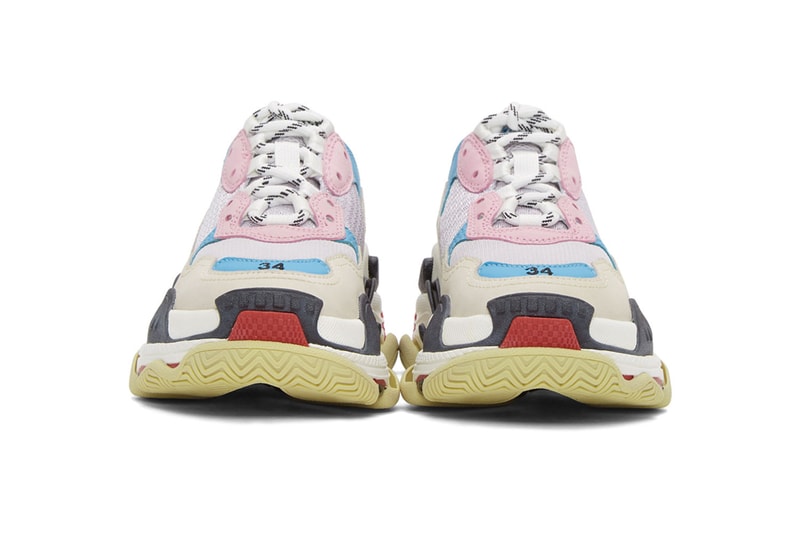 balenciaga triple-s pastel pink blue white chunky sneakers price trainers footwear shoes designer accessory bubble gum colorway where to buy