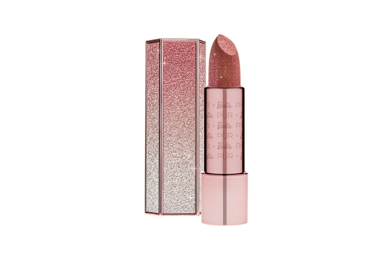barbie pur cosmetics makeup beauty collection collaboration eyeshadow pallette lip gloss lip sticks makeup brush highlighter sparkle sparkly glitter matte hot pink face mask
