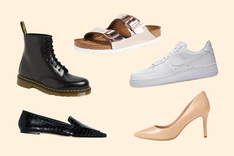 best shoe essentials closet nike hunter birkenstock dr martens calvin klein karl lagerfeld marc jacobs air force 1 sandals sneakers heels ballet flats mules loafers rainboots boots 