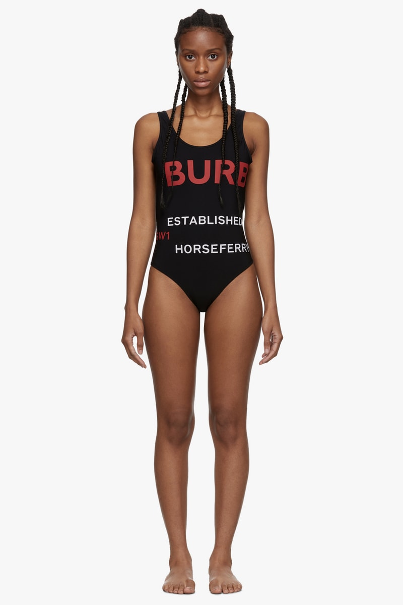 Burberry Luxury Black Logo Swimsuit White/Red Print SSENSE Exclusive Release Riccardo Tisci Fashion Luxury Summer Piece