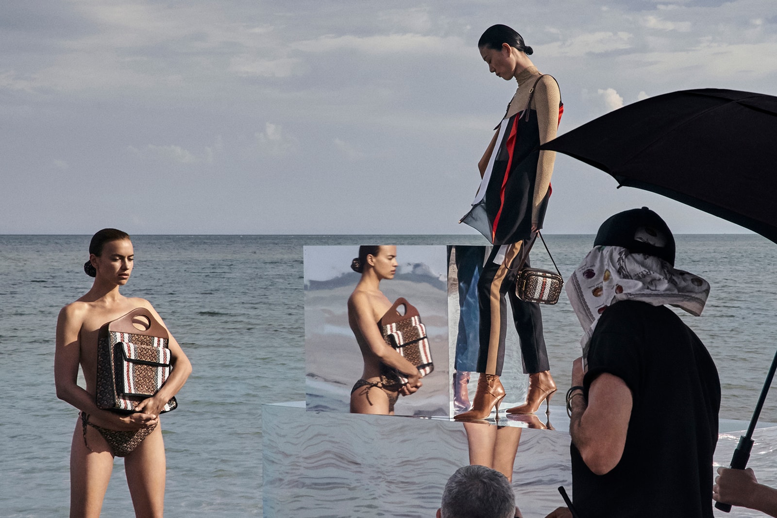 burberry fall winter 2019 lookbook campaign trench coat sherpa monogram bag lola ocean water scraves