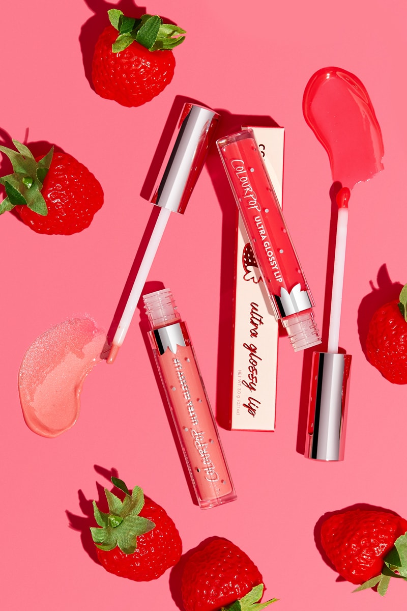 colourpop strawberry makeup summer blushes lip gloss eyeshadows palettes fruit