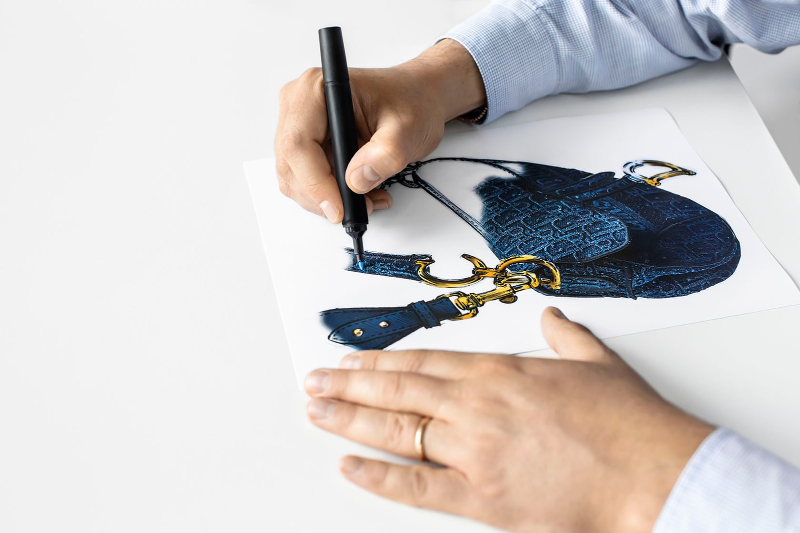 dior saddle bag how its made embroidered denim monogram blue stitching gold hardware