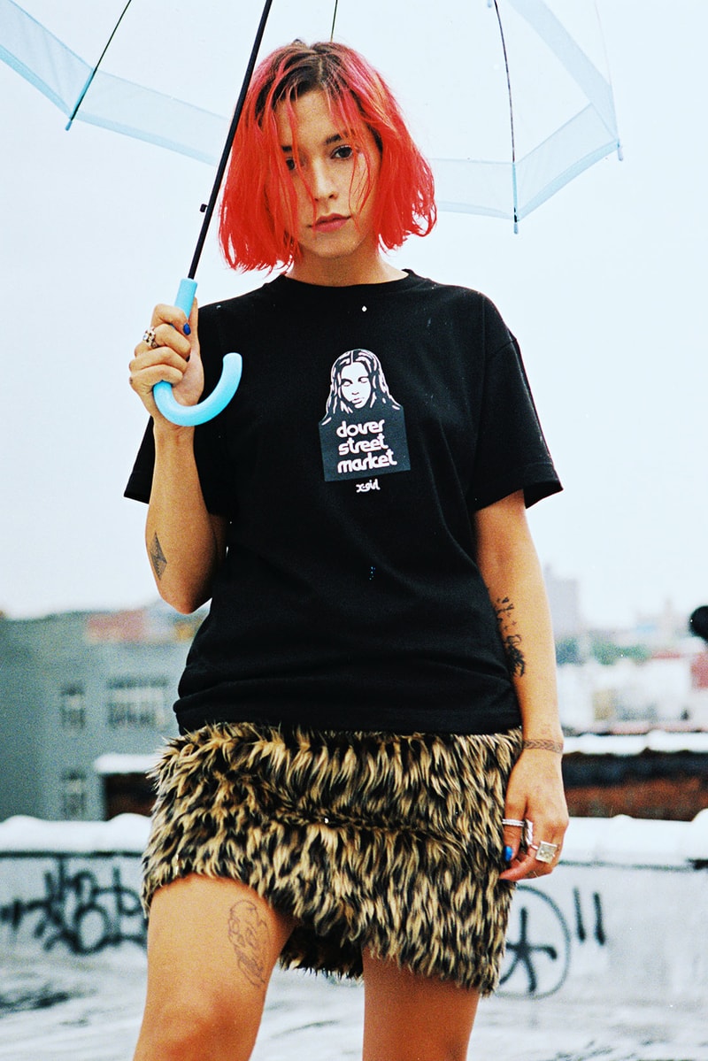 dover street market x-girl london dsml pop-up collaboration t-shirts dresses womens streetwear
