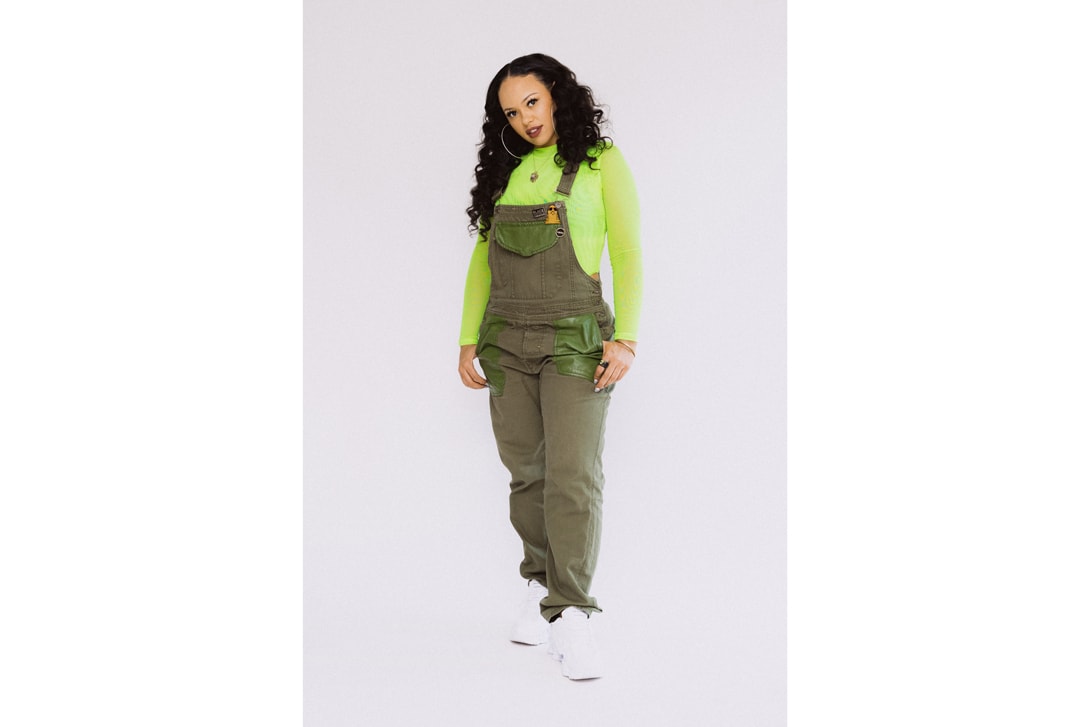 Elle Varner Shirt Overalls Green COMME des GARÇONS x Nike Shox TL Sneakers White