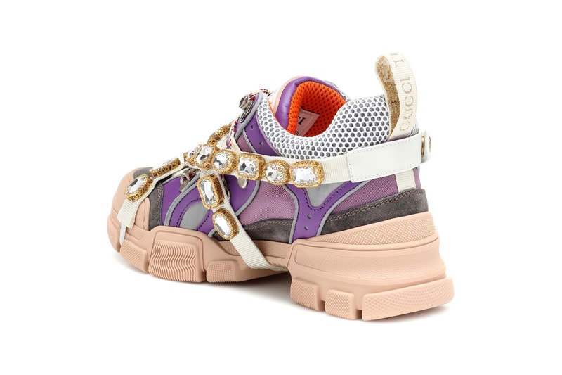 gucci flashtrek womens chunky sneakers purple crystals pink beige price