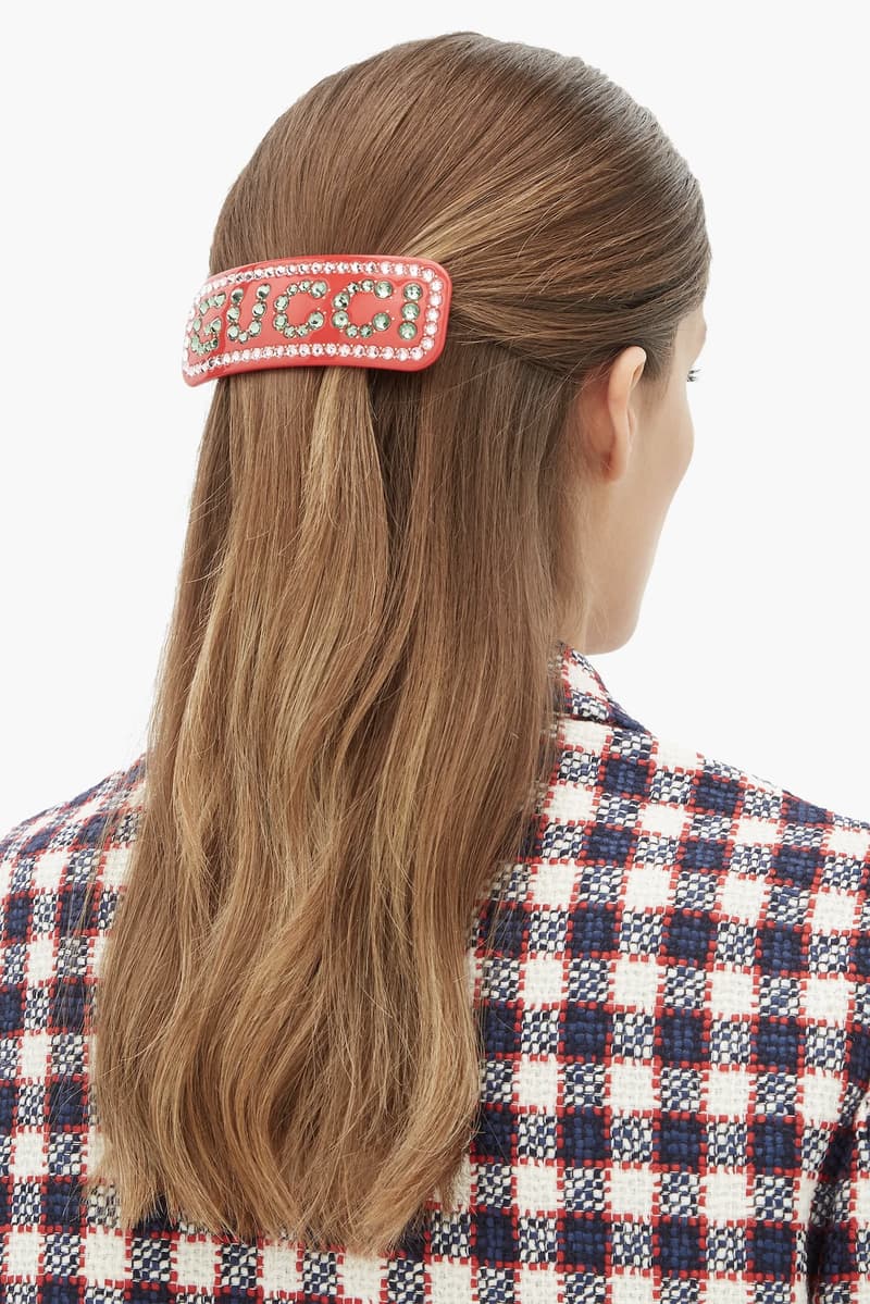 Gucci Rhinestone Logo Hairclip in Red | Hypebae display picture 1