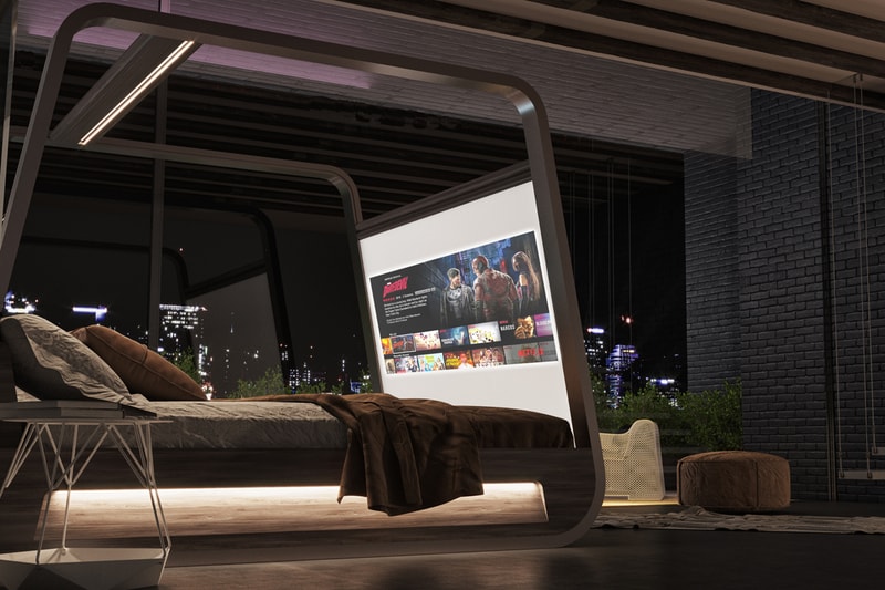 hibed hi-interiors smart bed sleep speakers projector screen luxurious furniture home technology