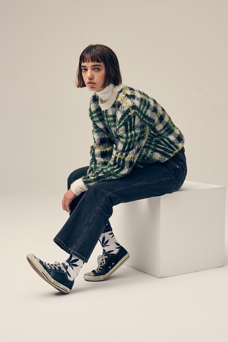 huf womens collection fall lookbook denim jackets coats jumpsuits sweaters skirts pants clothes fashion 