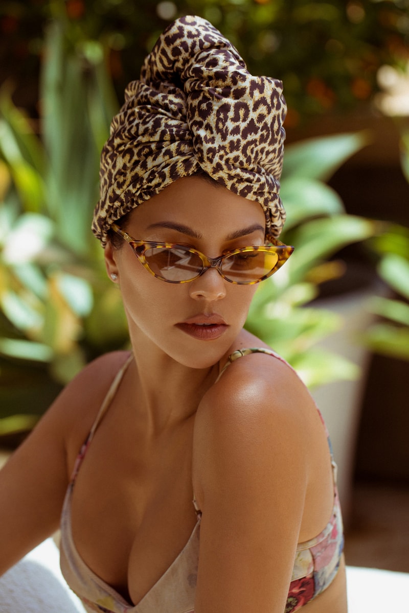 Kourtney Kardashian Poosh x AQUIS Leopard Turban Brown Black