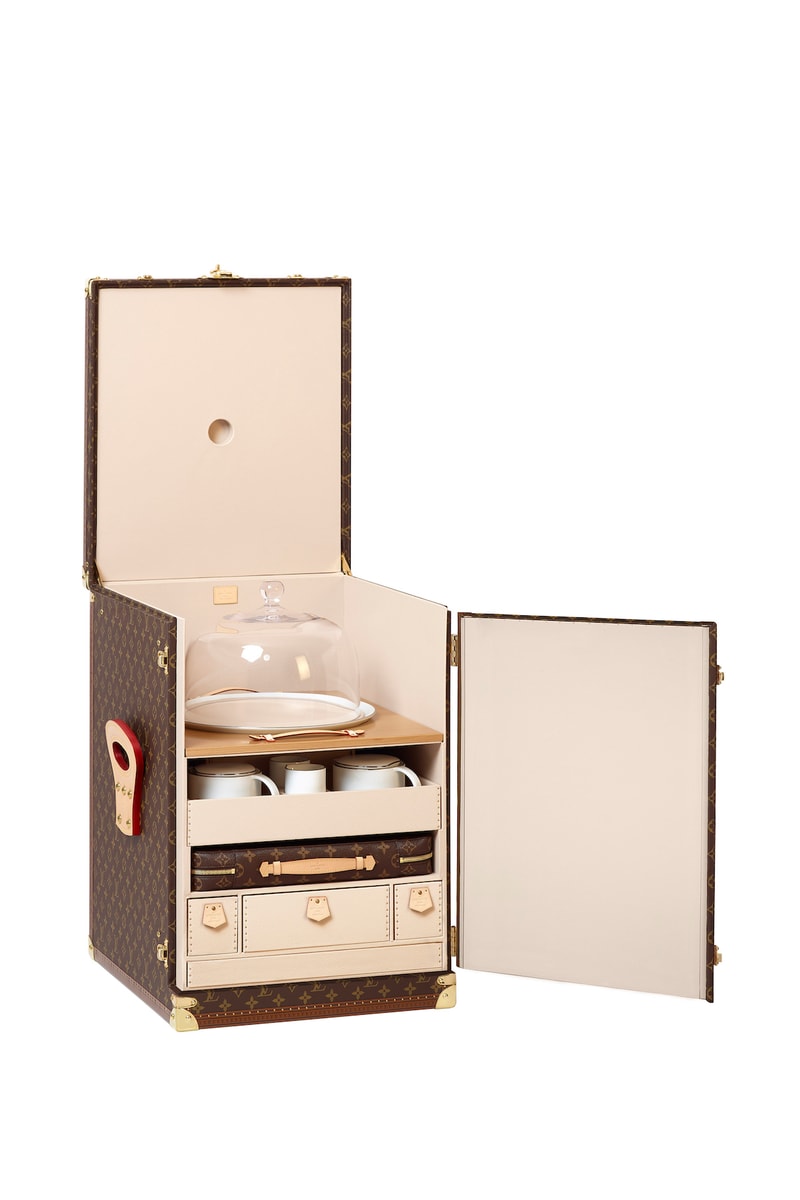 Louis Vuitton Luxury Monogram Trunk Collection Makeup Case Sneaker Storage Drink Bar Tea Set Cake LV Interior Homeware 
