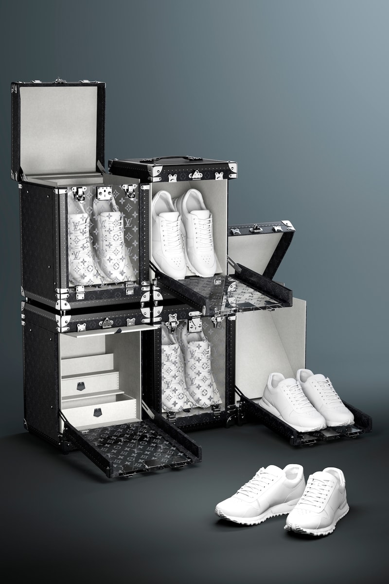 Louis Vuitton Luxury Monogram Trunk Collection Makeup Case Sneaker Storage Drink Bar Tea Set Cake LV Interior Homeware 