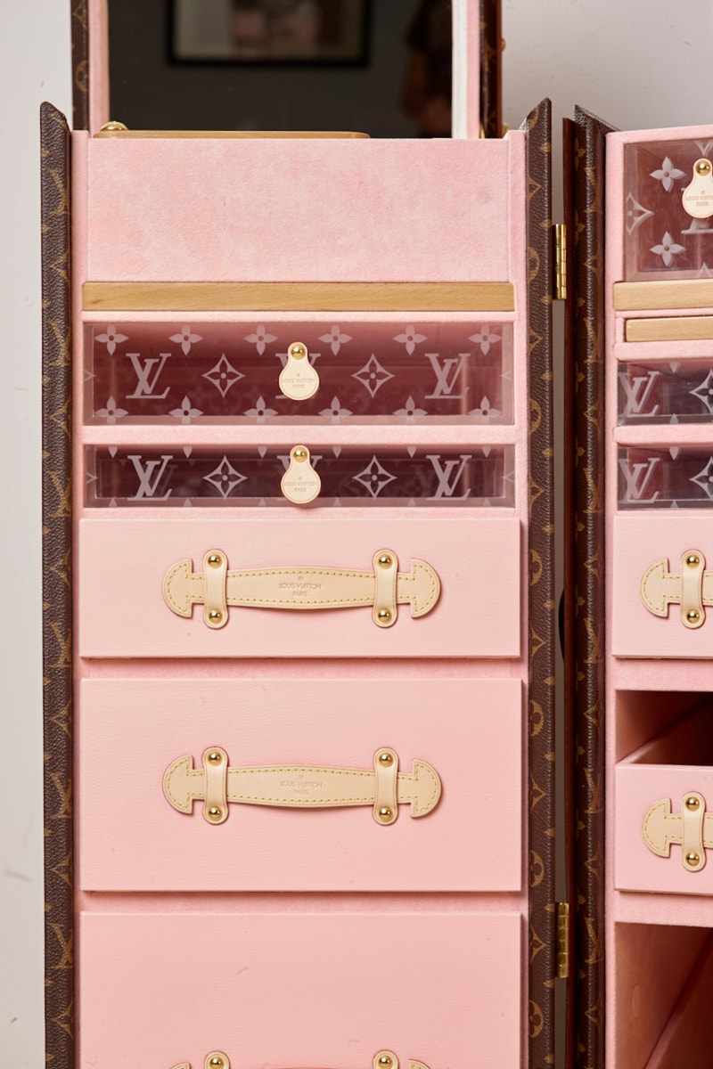 Louis Vuitton Luxury Monogram Trunk Collection Makeup Case Sneaker Storage Drink Bar Tea Set Cake LV Interior Homeware 