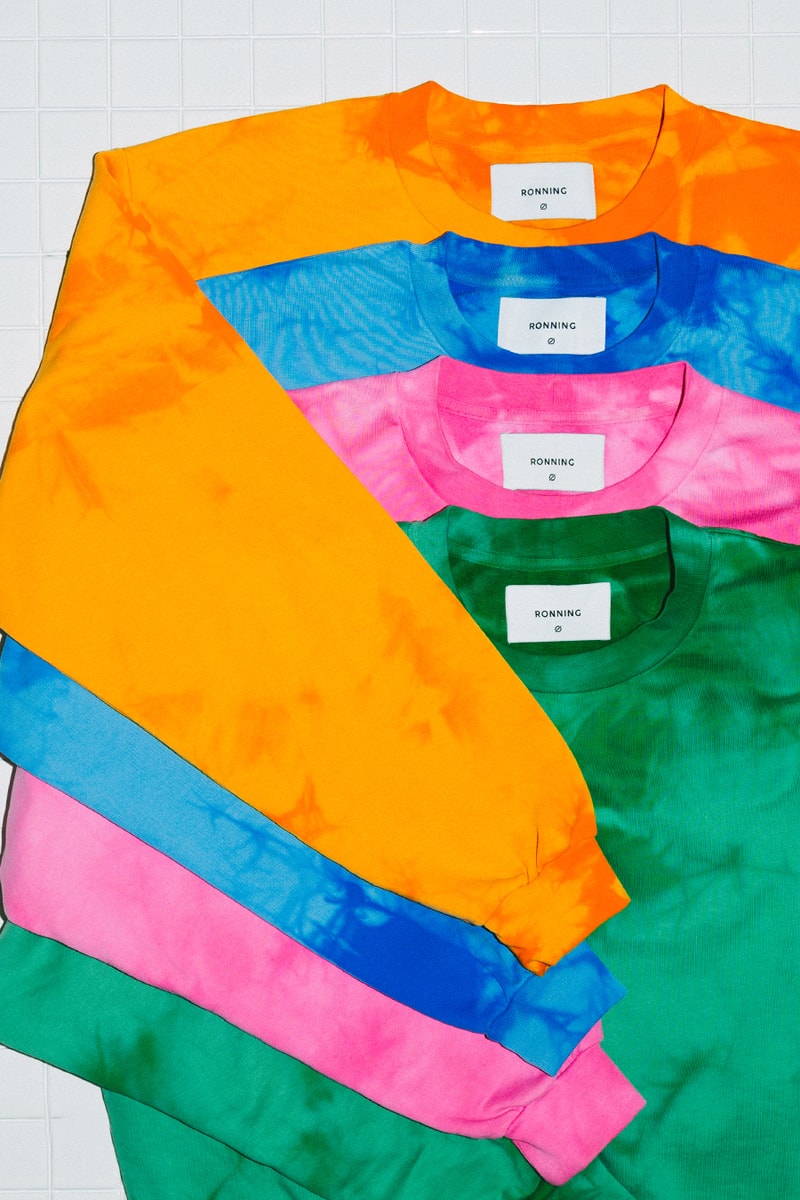 Magnus Ronning Unisex Brand Tie Dye Cotton Sweatshirt Shorts Orange Pink Green Blue Summer 