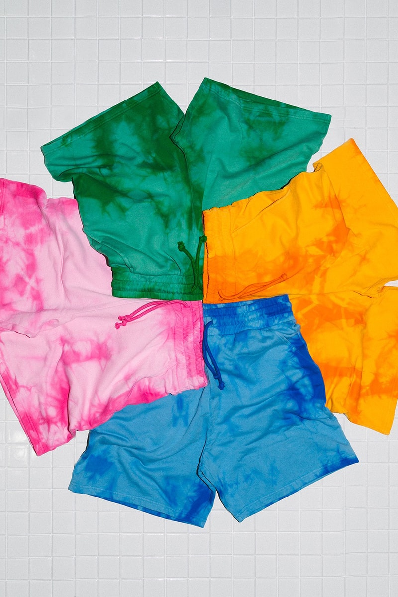 Magnus Ronning Unisex Brand Tie Dye Cotton Sweatshirt Shorts Orange Pink Green Blue Summer 