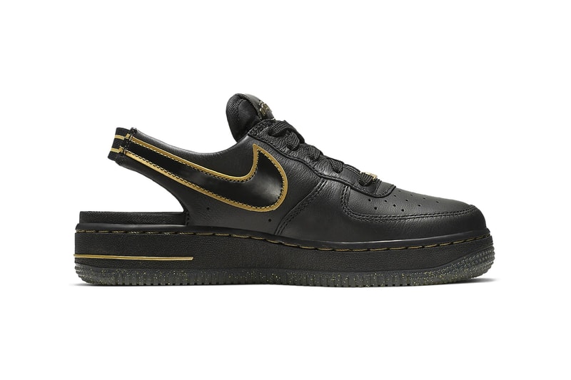nike air force 1 vtf big kids sneakers black gold leather glitter back to school 