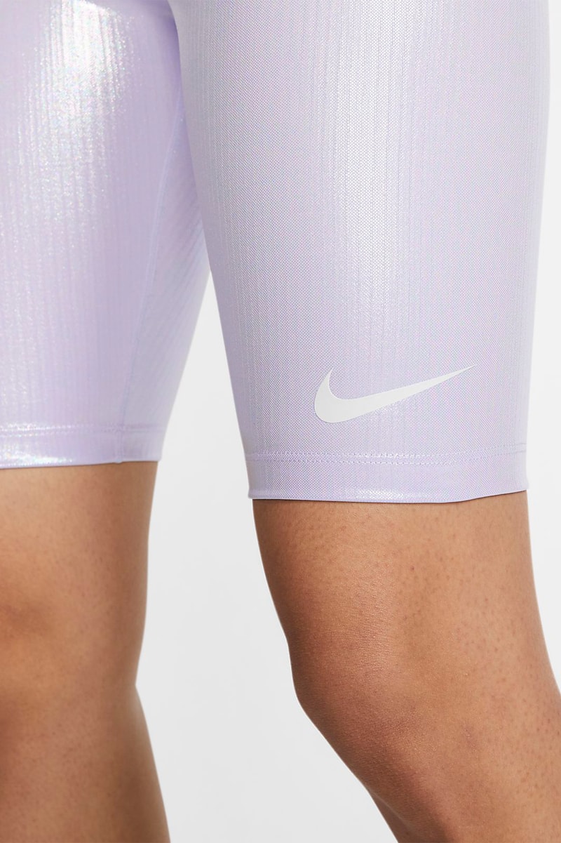 Nike Iridescent Oxygen Purple Shiny Bike Shorts 90s Trend Sportswear