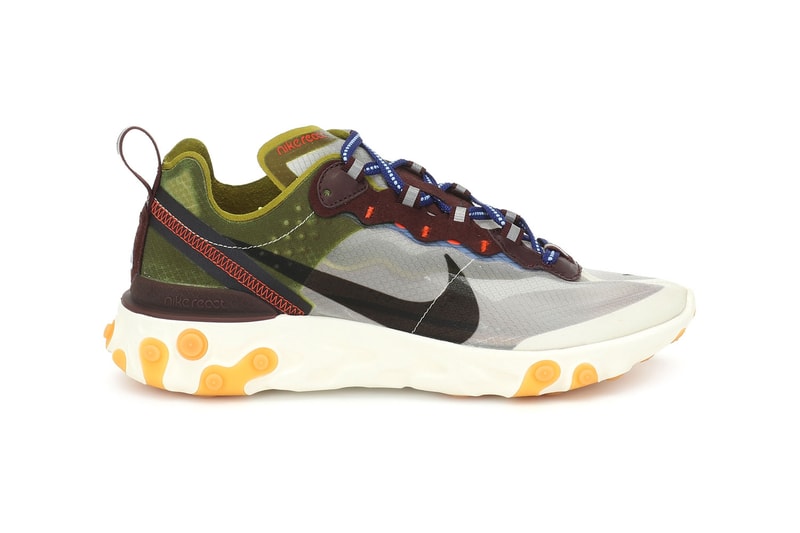nike react element 55 womens sneakers moss black green safari athleisure