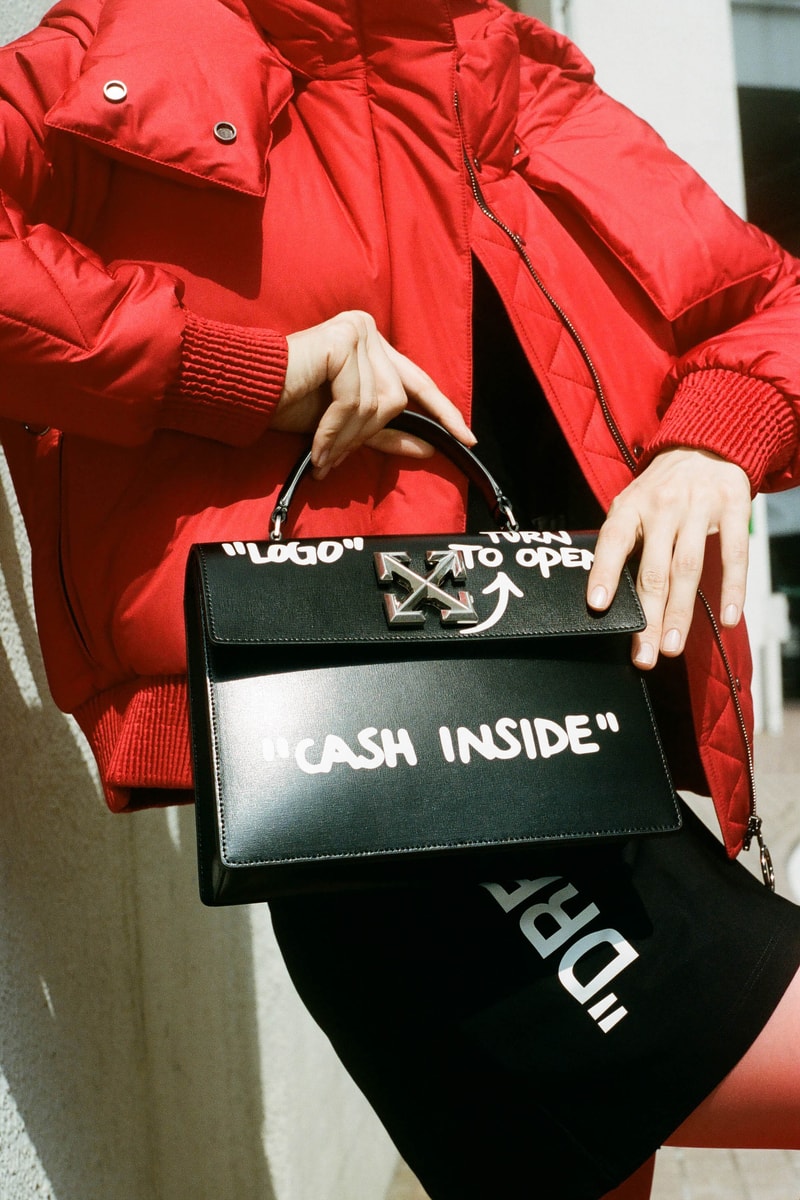 Off-White™ Fall/Winter 2019 Collection Editorial HBX HBXWM Virgil Abloh Sneakers Bags Accessories Logo Print Jackets Apparel 