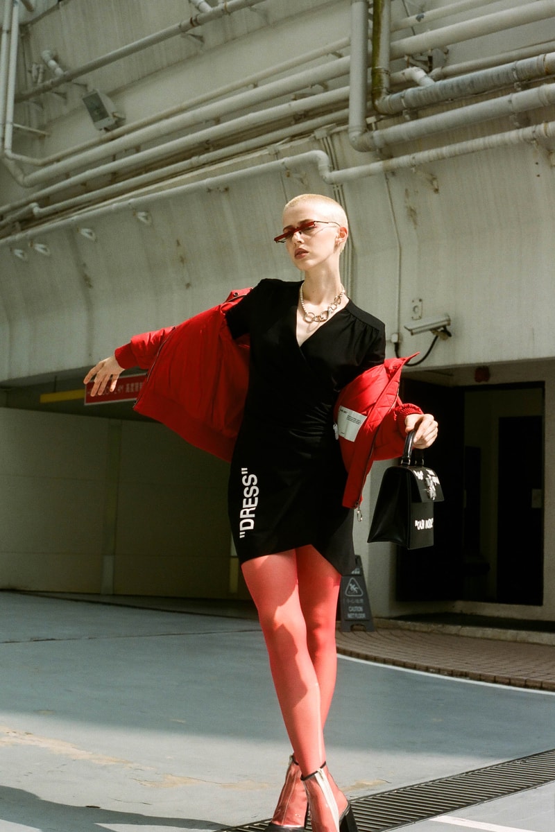 Off-White™ Fall/Winter 2019 Collection Editorial HBX HBXWM Virgil Abloh Sneakers Bags Accessories Logo Print Jackets Apparel 