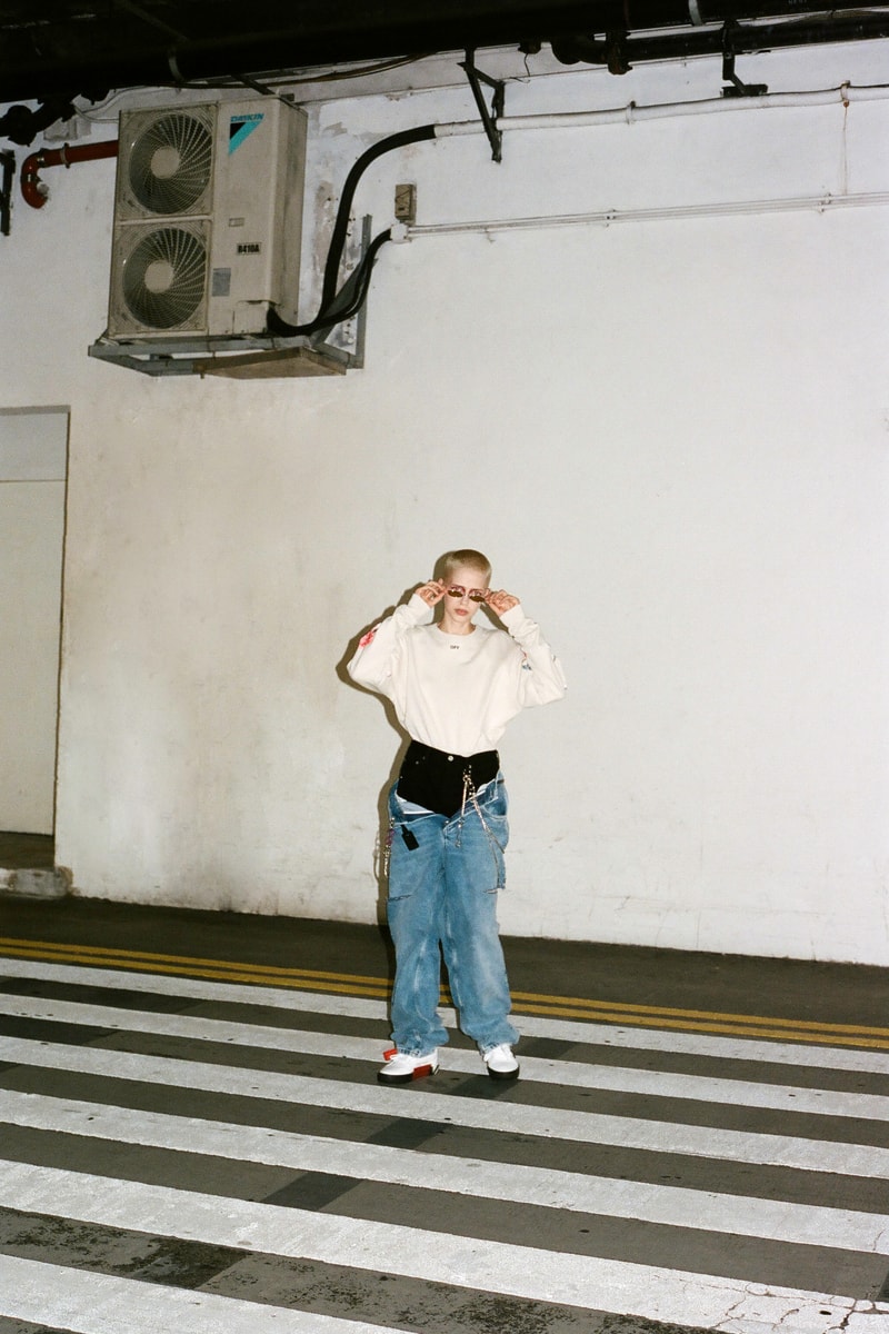 Off-White™ Fall/Winter 2019 Collection Editorial HBX HBXWM Virgil Abloh Sneakers Bags Accessories Logo Print Jackets Apparel 
