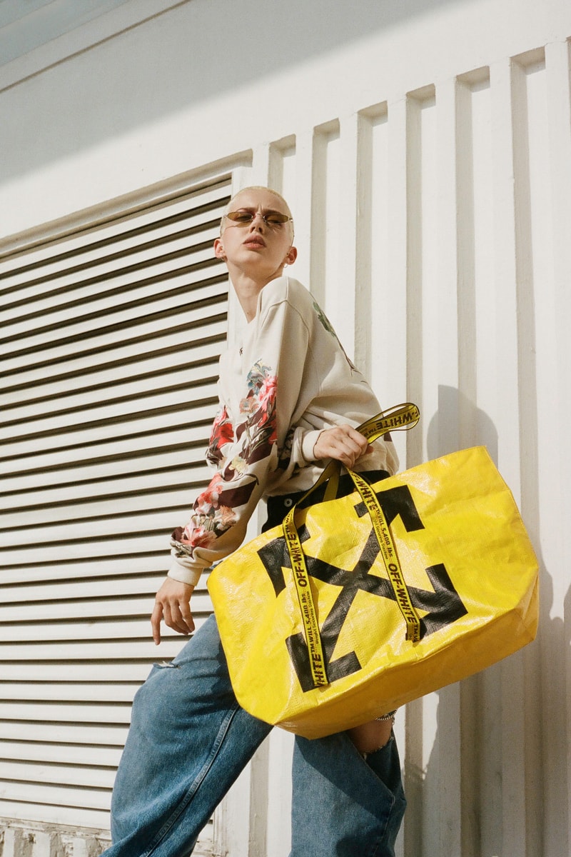 Off-White™ Fall/Winter 2019 Collection Editorial HBX HBXWM Virgil Abloh Sneakers Bags Accessories Logo Print Jackets Apparel 