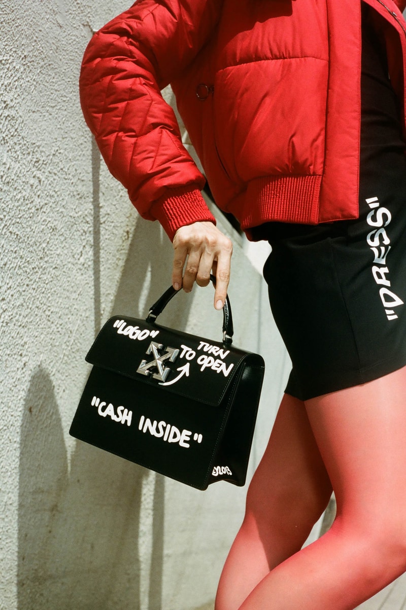 Off-White™ Fall/Winter 2019 Collection Editorial HBX HBXWM Virgil Abloh Sneakers Bags Accessories Logo Print Jackets Apparel 