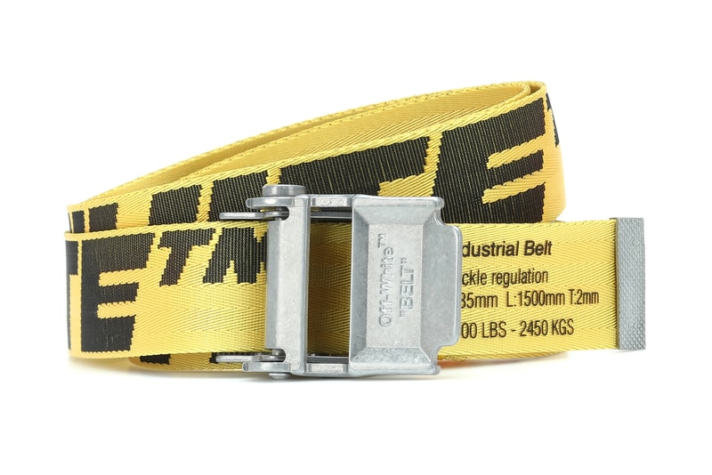 off white industrial belt yellow black silver metal accessories