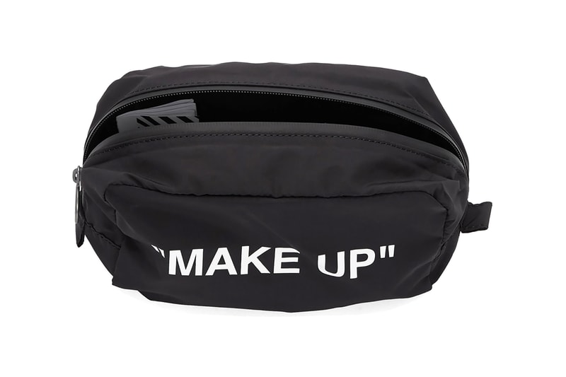 off white makeup pouch black travel bag accessories