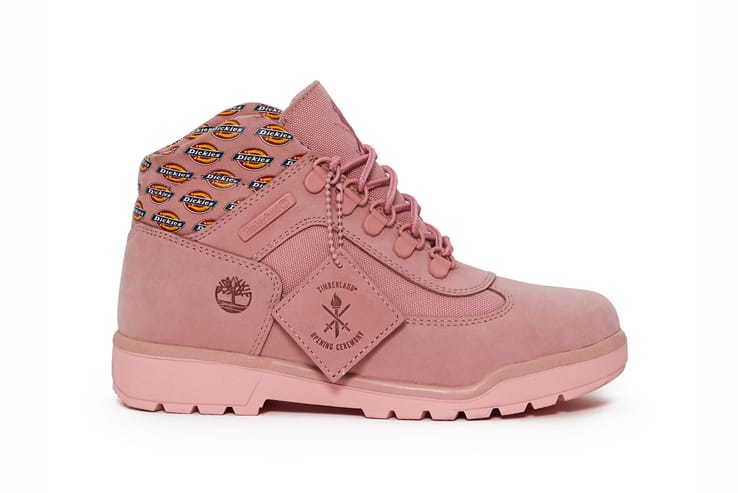 pink timberland field boots