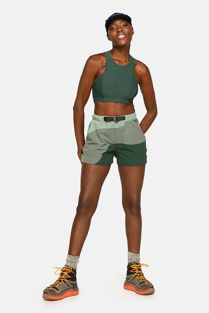 outdoor voices retrek color blacked hike short green