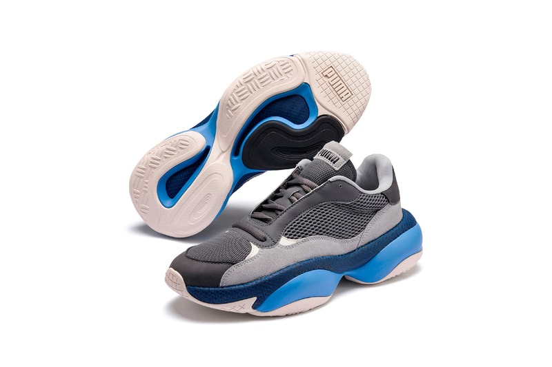 puma alteration blitz castlerock high rise chunky dad sneaker blue grey white