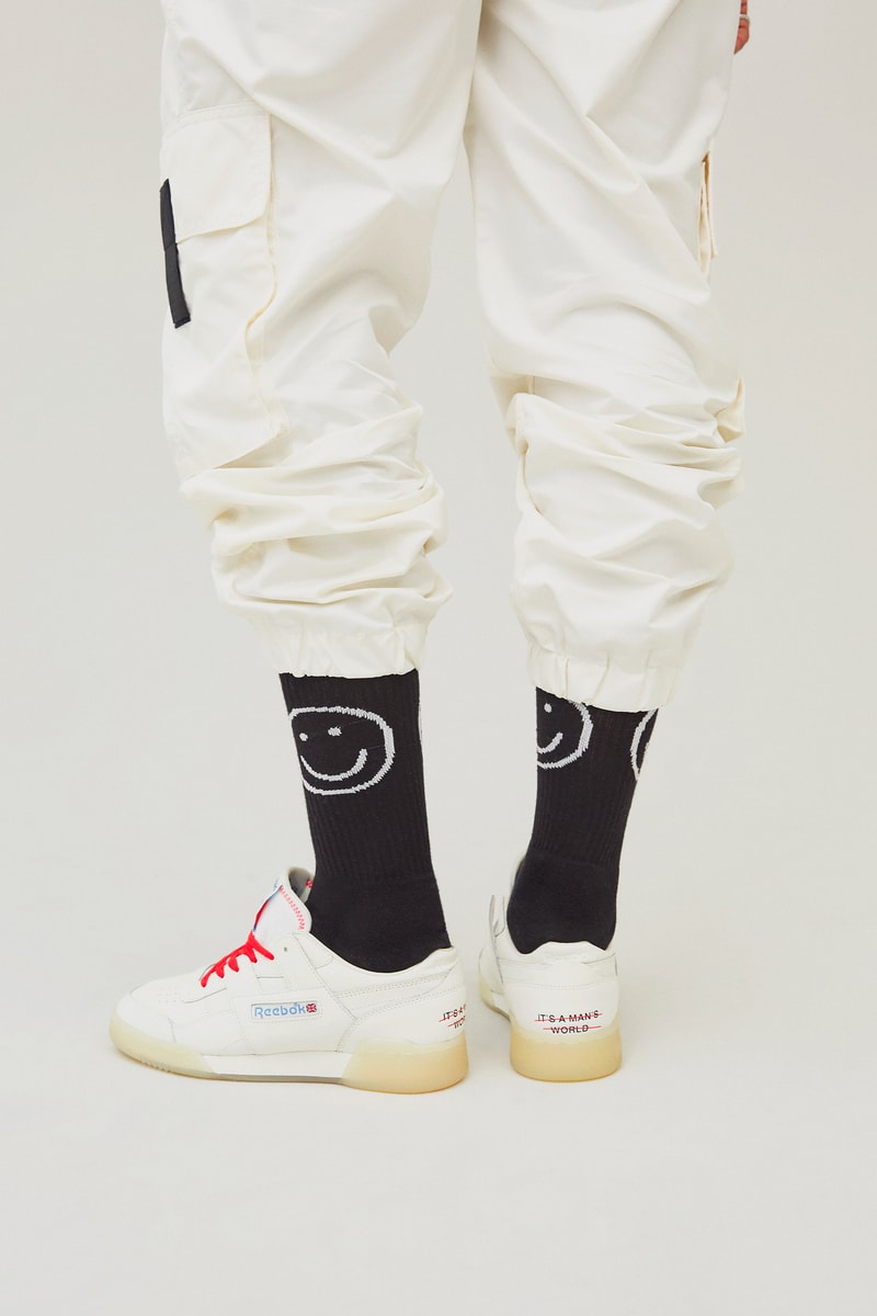 Reebok It's A Man's World Campaign Workout WondaGurl Socks Black Sweatpants White
