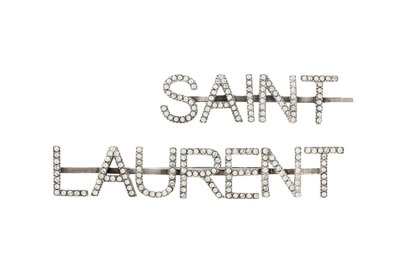 yves saint laurent crystal hair clip ysl pin rhinestone diamond silver accessory logo