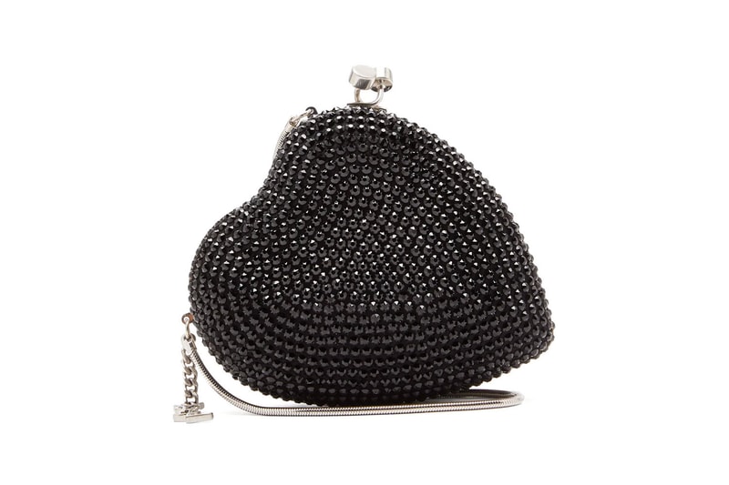 saint laurent love box clutch heart-shaped black crystals bags