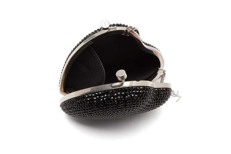 saint laurent love box clutch heart-shaped black crystals bags