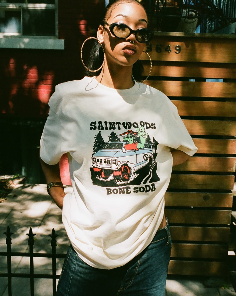 saintwoods bone soda collaboration womens t-shirts long sleeves hoodies tote bags