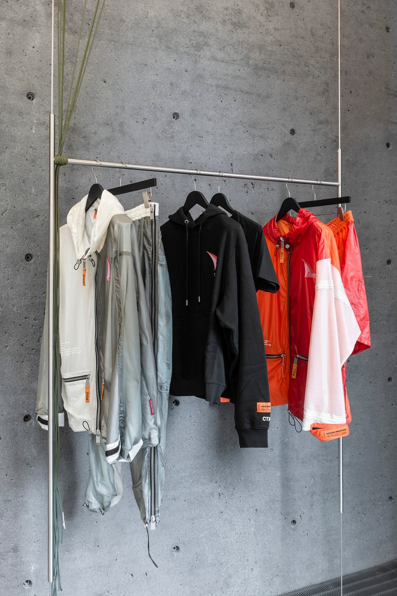 ssense heron preston jump upcycled parachutes pop-up backpacks totes t-shirt windbreaker jackets shorts pants