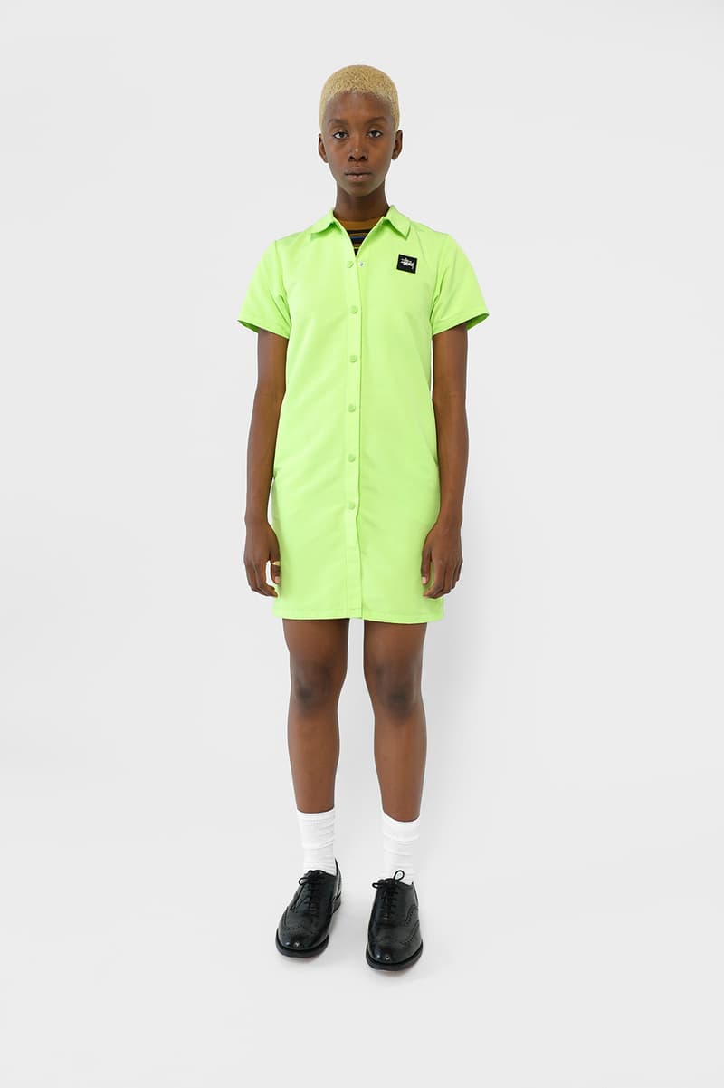 green emerald velvet dress Stussy Womens PU Trucker Dress Coat  Extra Butter