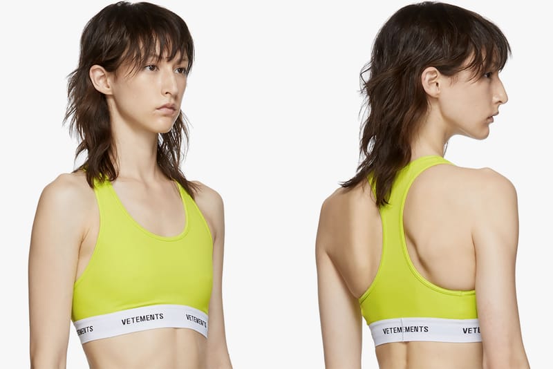 Sport This Neon Yellow Vetements Jersey Bra at Your Next Workout Session