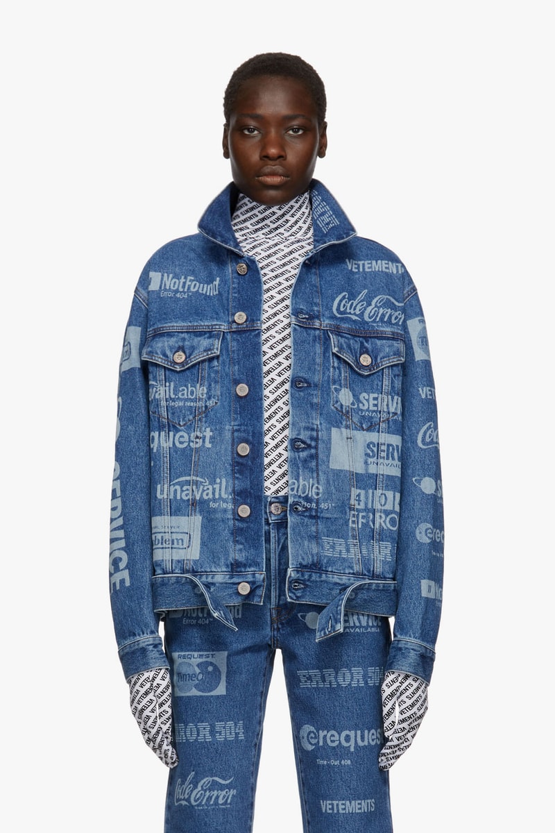 vetements surprise drop release ssense denim jacket bodysuit hoodies teddy bear bag pink demna gvasalia 