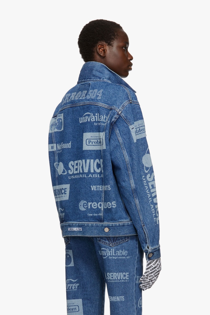 vetements surprise drop release ssense denim jacket bodysuit hoodies teddy bear bag pink demna gvasalia 